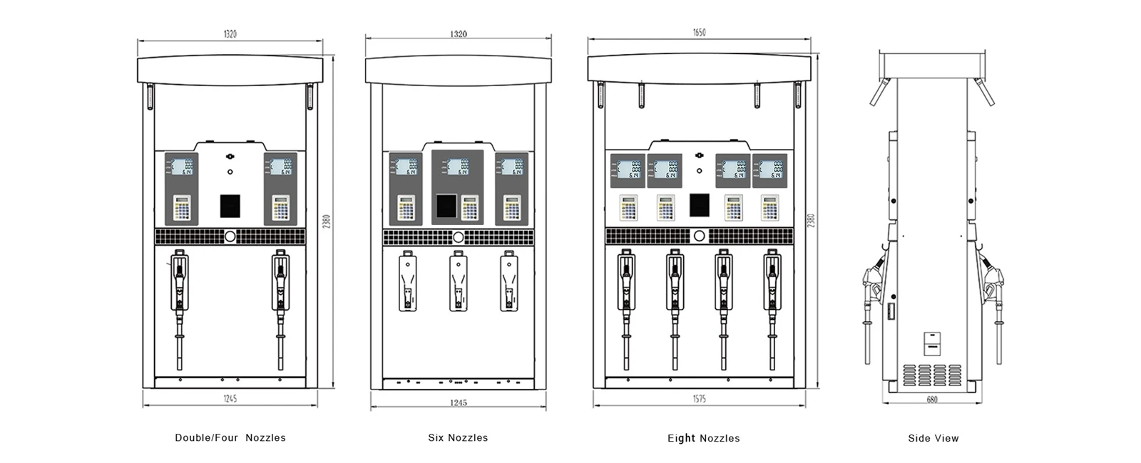 fuel dispenser size